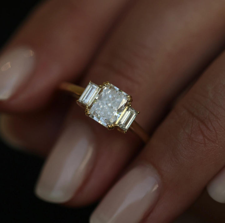 1.18CT radiant solitaire lab grown diamond engagement ring for sale