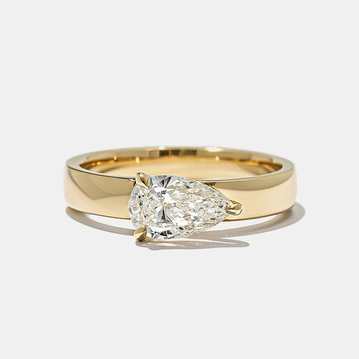 0.75CT pear cut east west engagement ring available to buy now