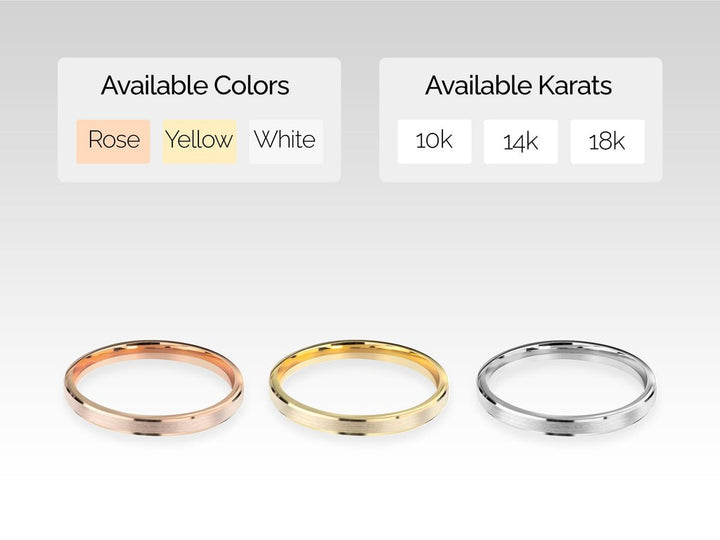 2.0mm Solid Gold Beveled Edge Matte Brushed Wedding Band - Doozy Diamonds