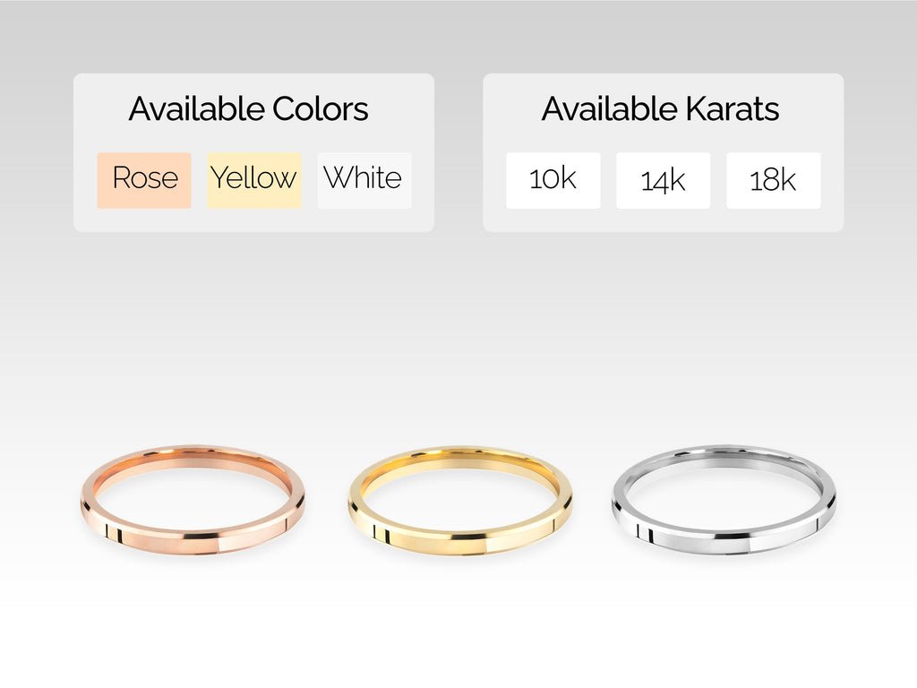 2.0mm Solid Gold Beveled Edge Wedding Band - Doozy Diamonds