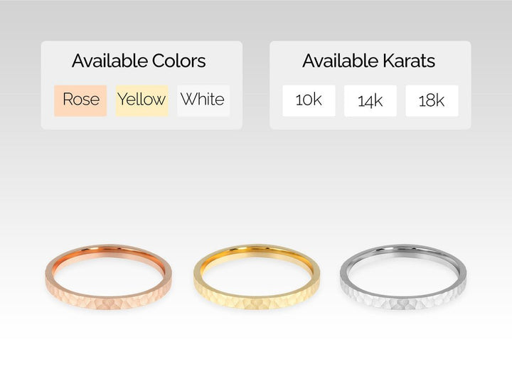 2.0mm Solid Gold Hammered Dome Wedding Band - Doozy Diamonds
