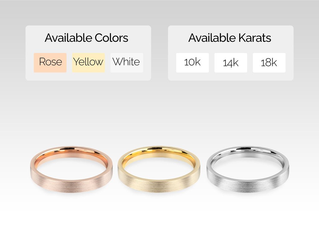 3.0mm Classic Flat Wedding Band - Matte Brushed Anniversary Gift - Doozy Diamonds