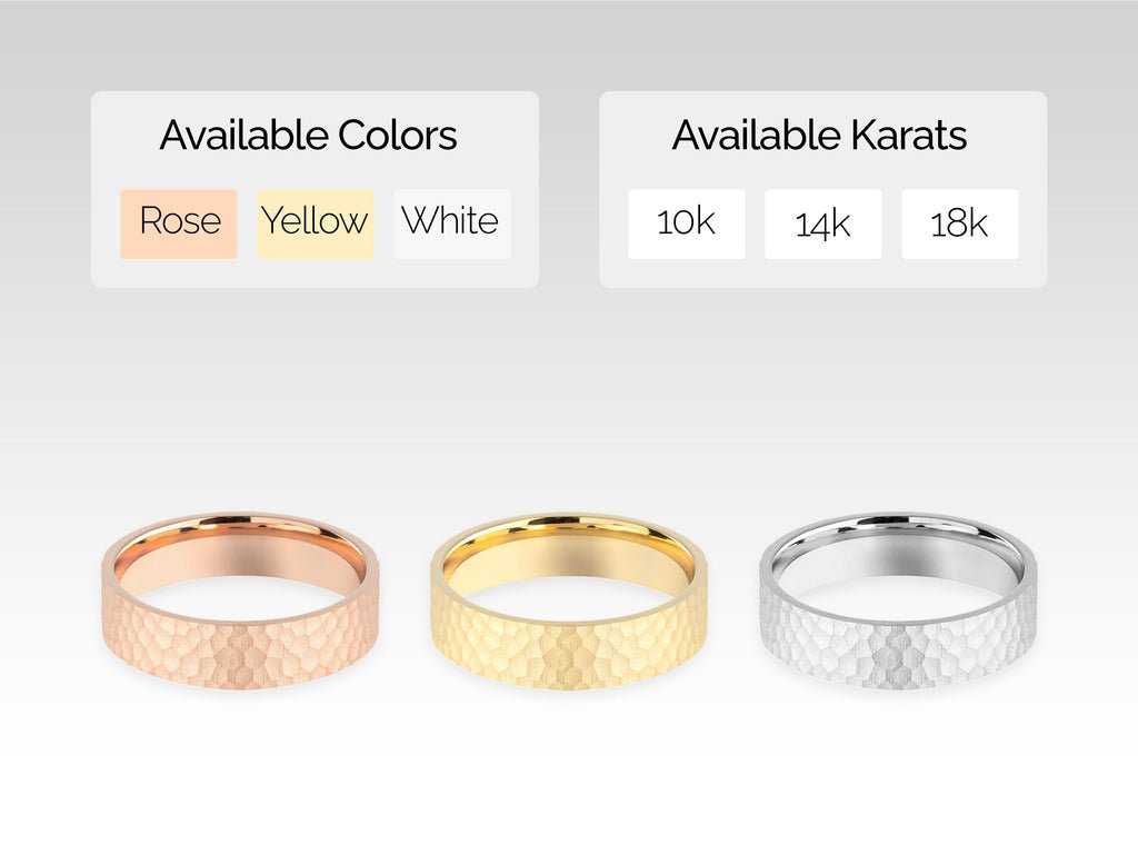 4.0mm Hammered Flat Wedding Band Anniversary Gift - Doozy Diamonds