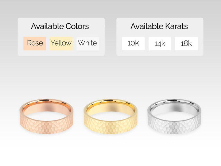 5.0mm Hammered Flat Wedding Band - Doozy Diamonds