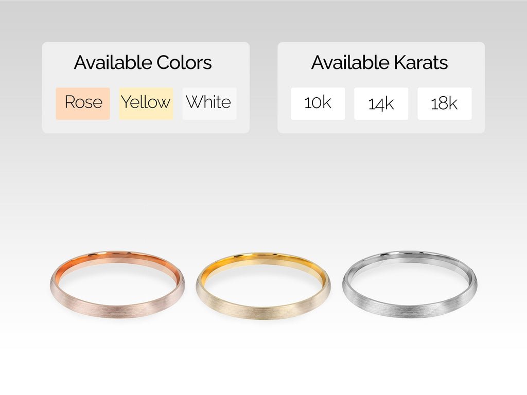 2.0mm Matte Brushed Classic Dome Wedding Band in Solid Gold - Doozy Diamonds
