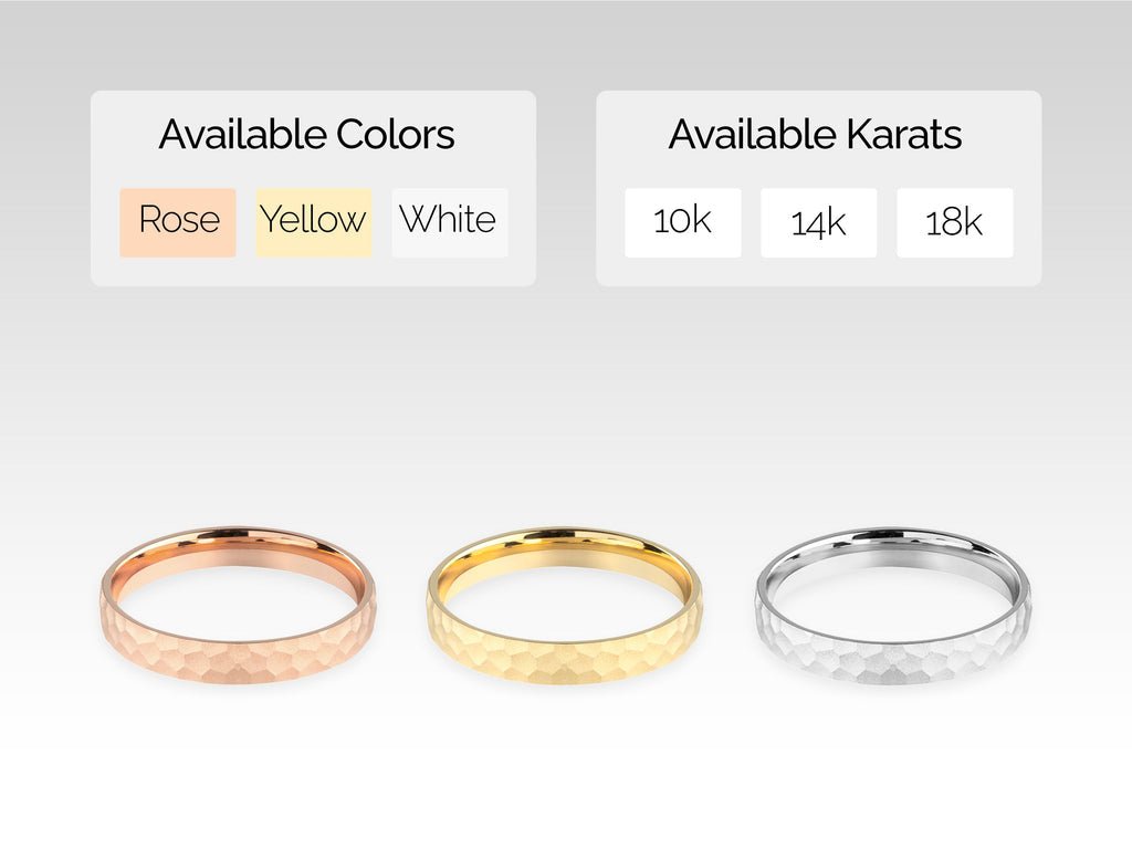 3.0mm Hammered Flat Wedding Band For Women - Doozy Diamonds