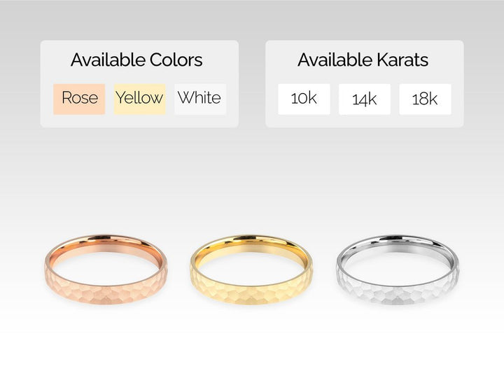 3.0mm Hammered Flat Wedding Band For Women - Doozy Diamonds
