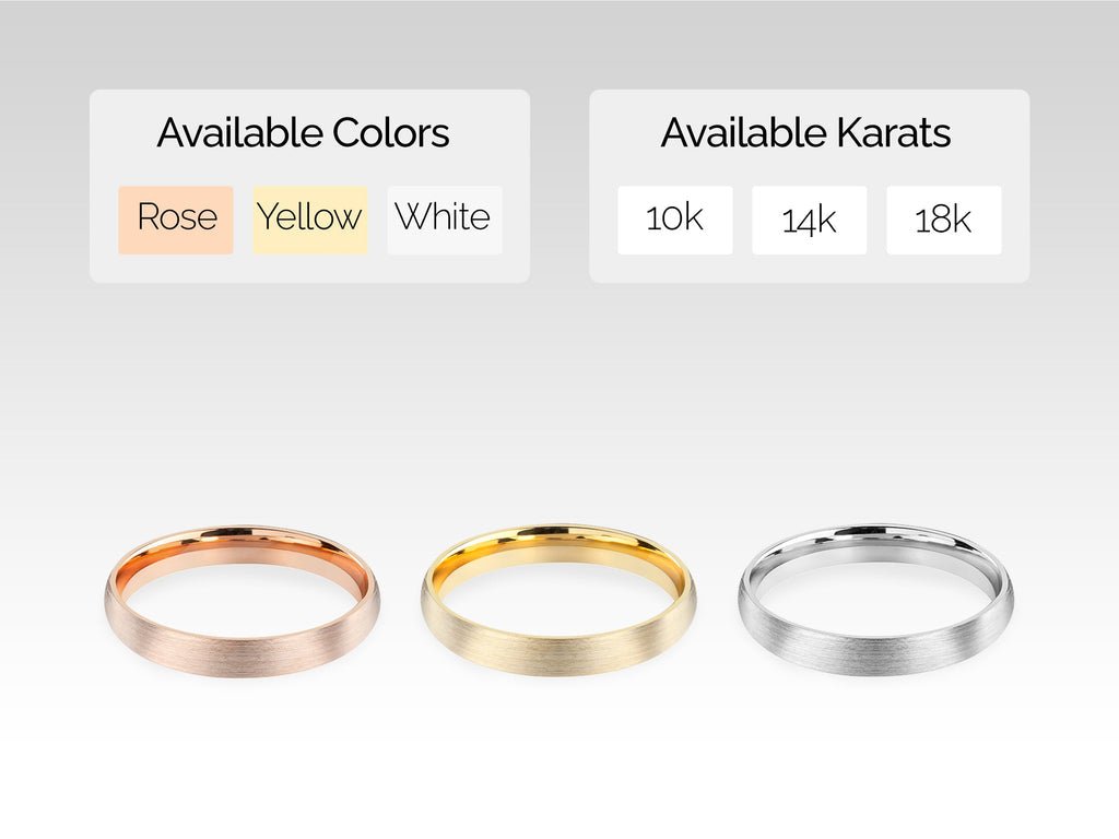 3.0mm Classic Dome Wedding Band - Matte Brushed, Anniversary Gift Idea - Doozy Diamonds