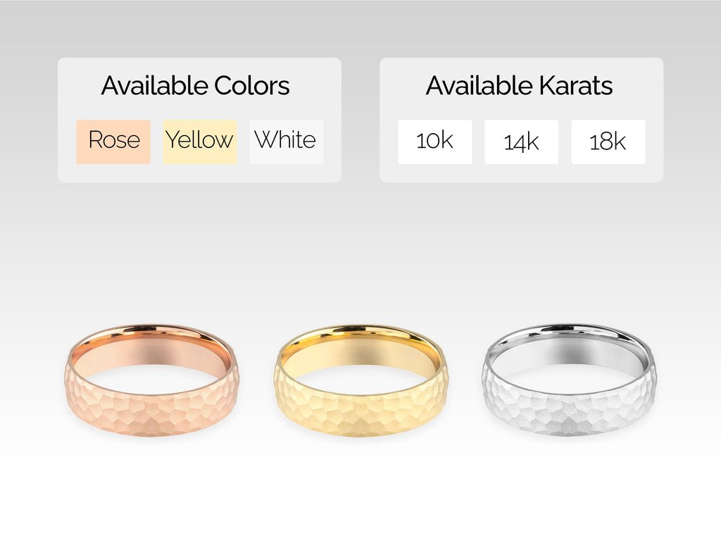 5.0mm Hammered Wedding Band Dome Band For Her - Doozy Diamonds