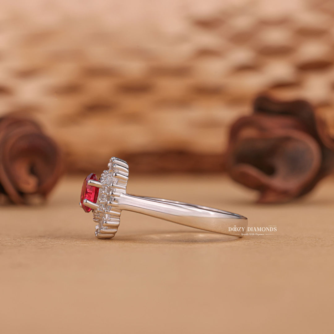Round cut diamond ring worn on hand