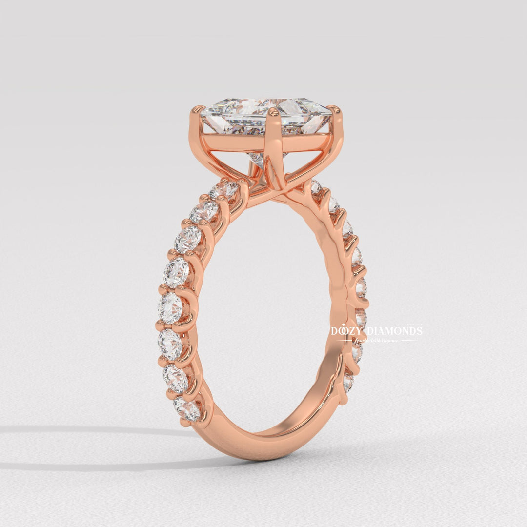 Princess pave ring set with an IGI graded diamond