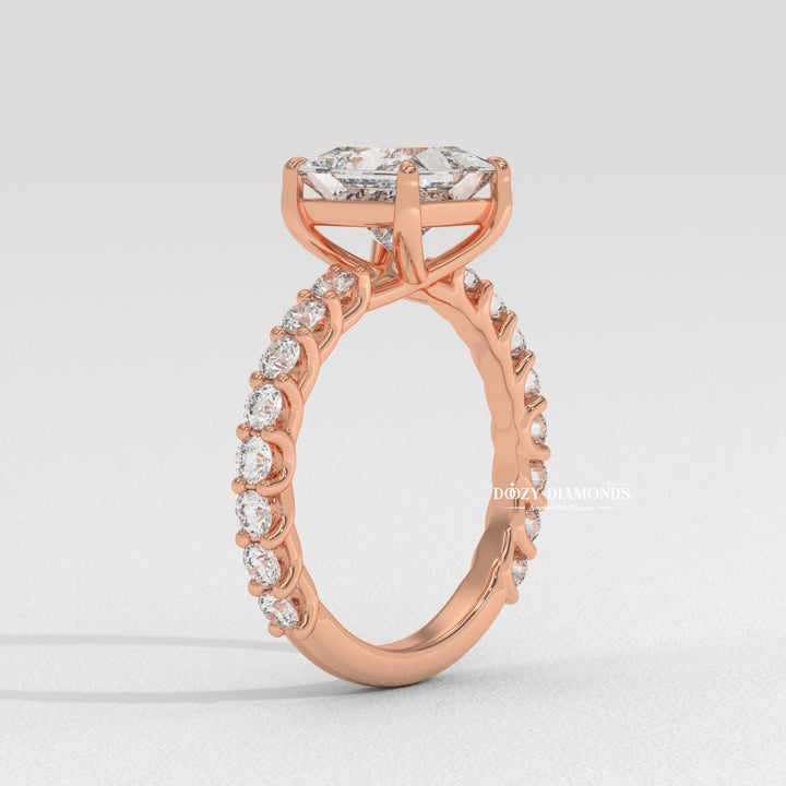 Princess pave ring set with an IGI graded diamond