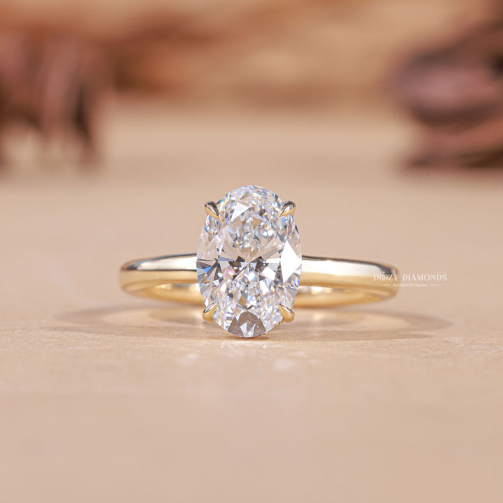 Buy 2.0CT oval hidden halo lab grown diamond engagement ring online