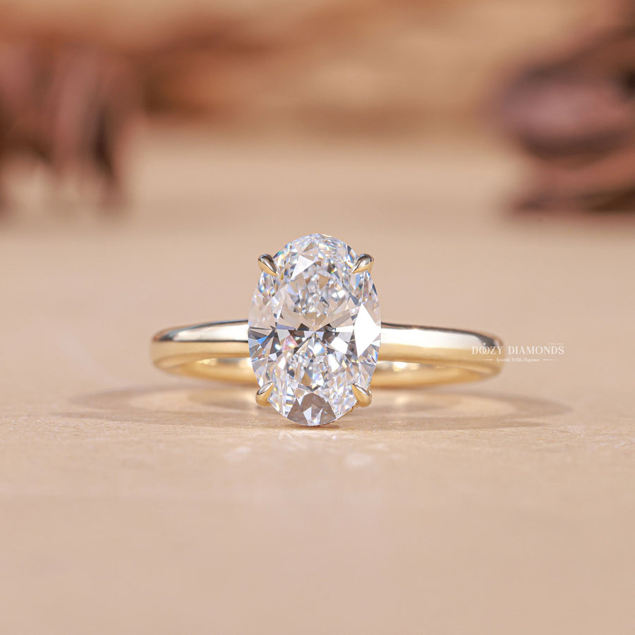 Buy 2.0CT oval hidden halo lab grown diamond engagement ring online