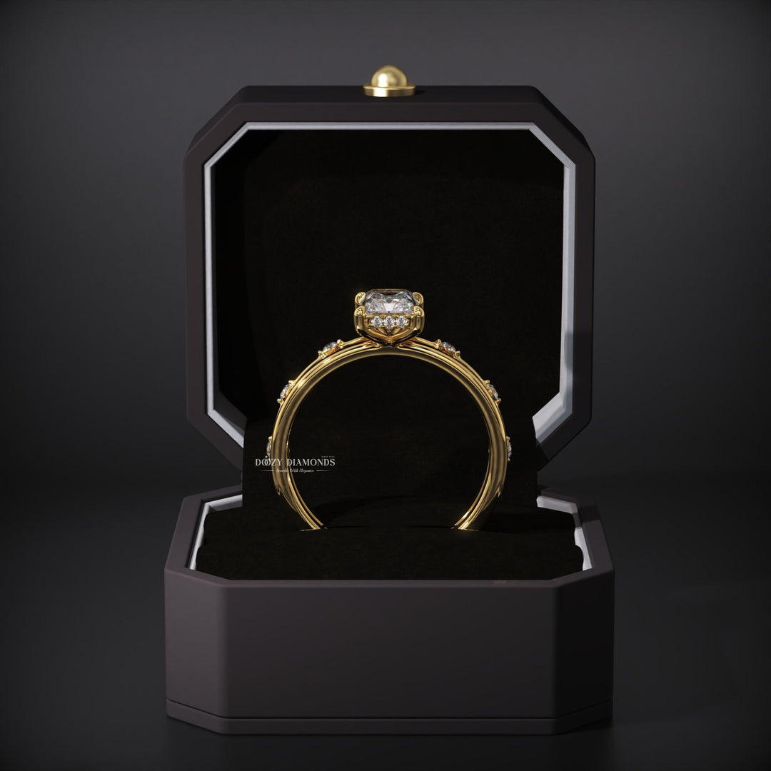 2.0ct Radiant Lab Grown Diamond Hidden Halo Engagement Ring Set