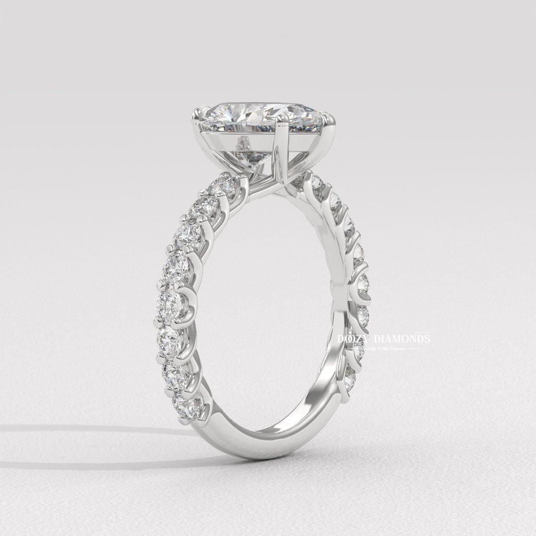 Pear solitaire engagement ring with brilliant diamond sparkle