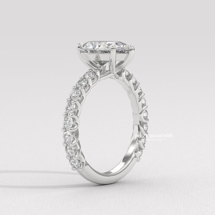 Pear solitaire engagement ring with brilliant diamond sparkle