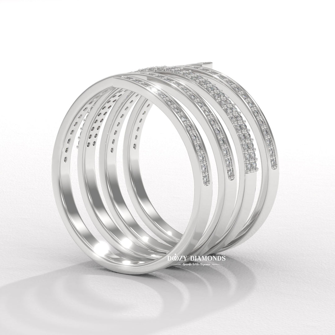 Spring diamond wedding band in white gold