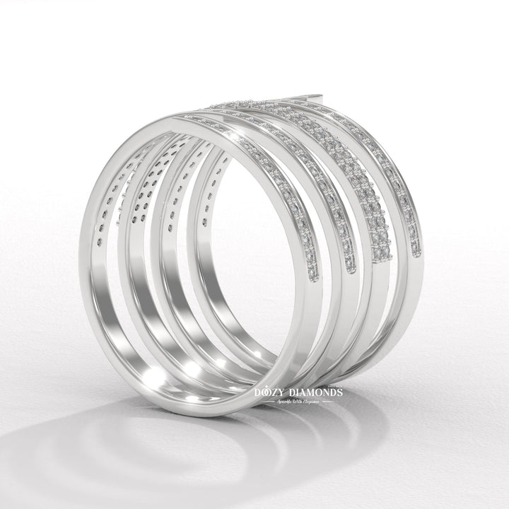 Spring diamond wedding band in white gold