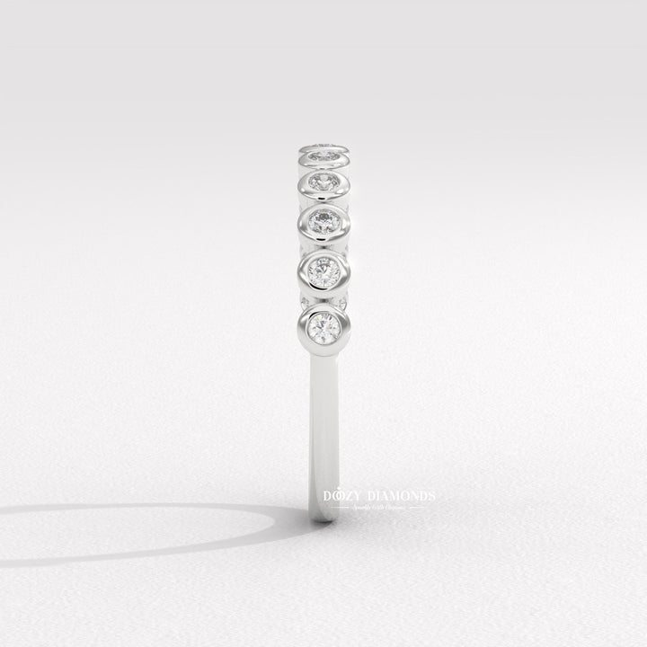 Side view of round diamond wedding band