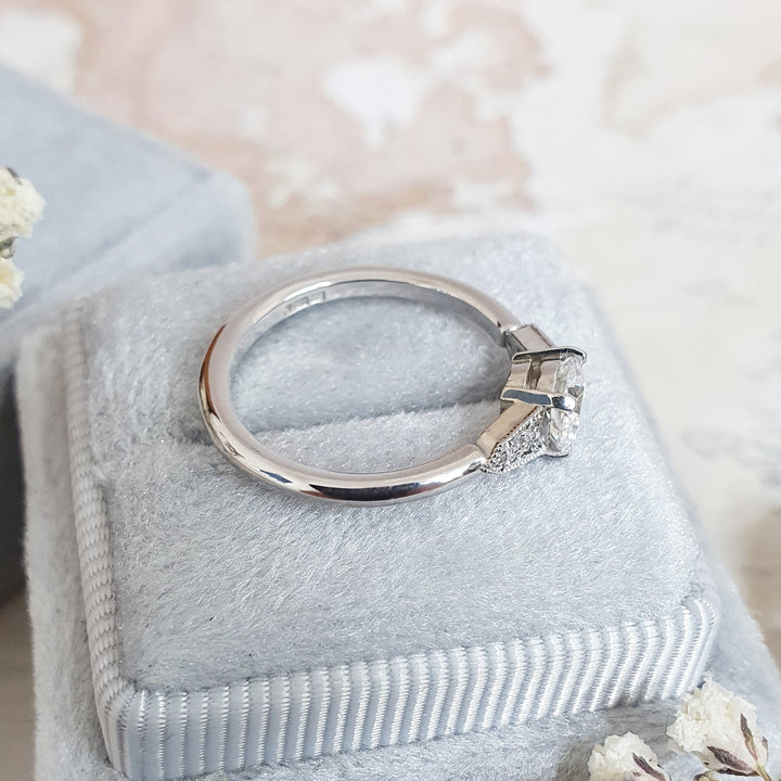 Premium round cut milgrain engagement ring crafted in solid gold