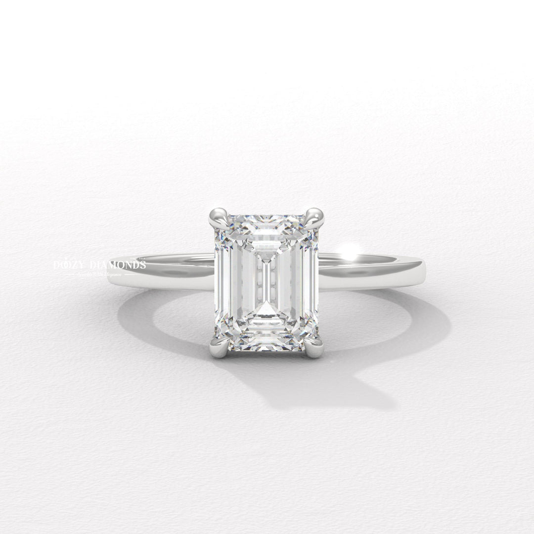 Classic emerald hidden halo engagement ring crafted for everyday wear