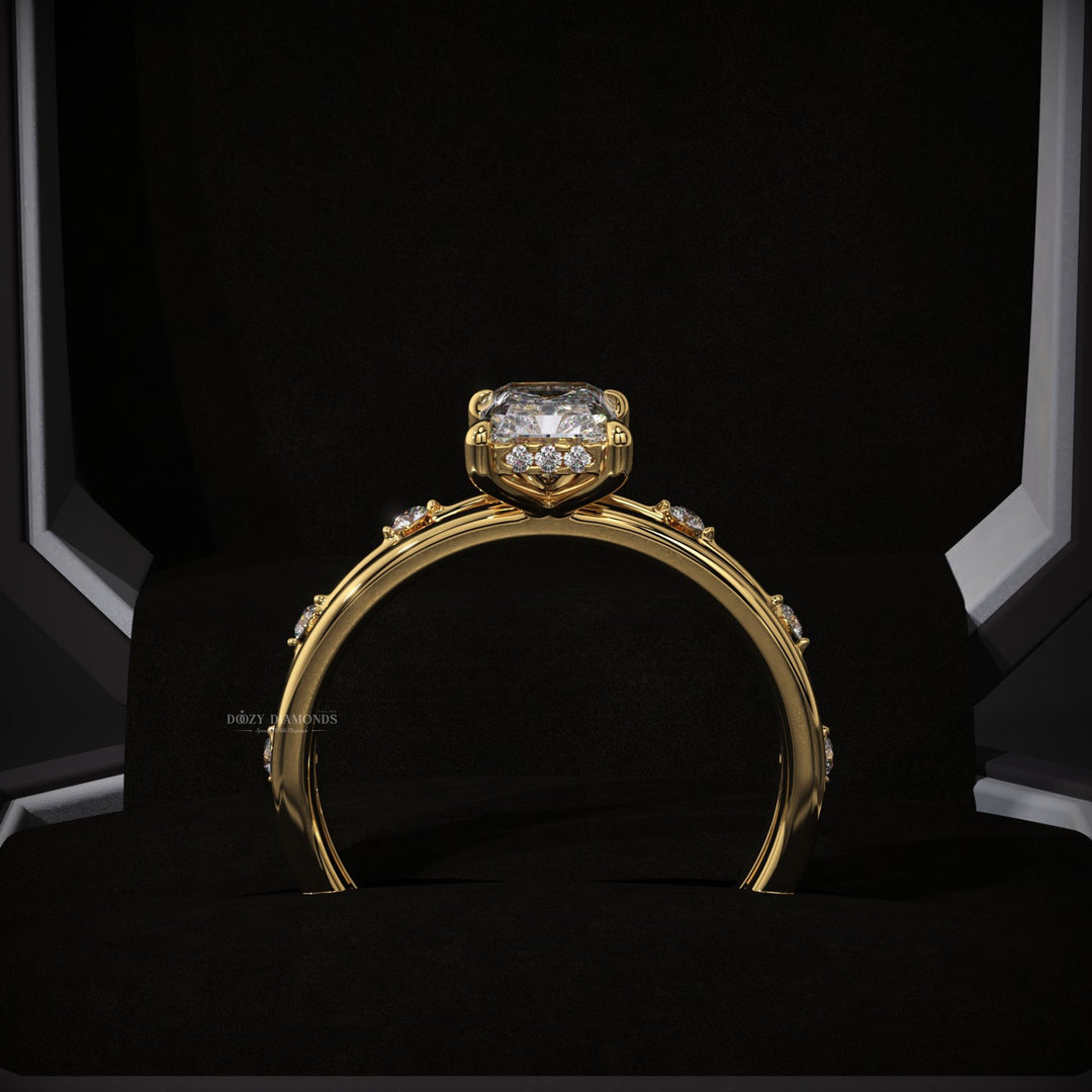 2.0ct Radiant Lab Grown Diamond Hidden Halo Engagement Ring Set