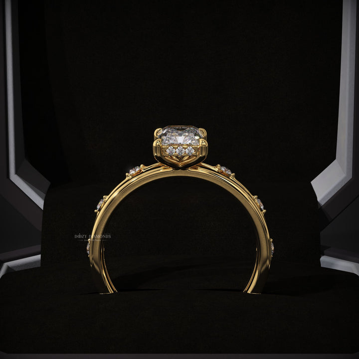 2.0ct Radiant Lab Grown Diamond Hidden Halo Engagement Ring Set