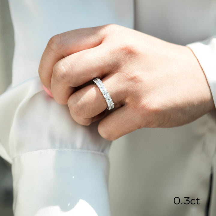 Asscher Cut DE - VS1 Lab Grown Diamond Full Eternity Wedding Band - Doozy Diamonds
