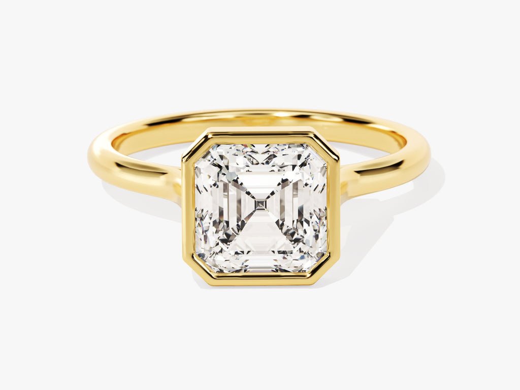 2.0CT asscher bezel lab grown diamond engagement ring for sale