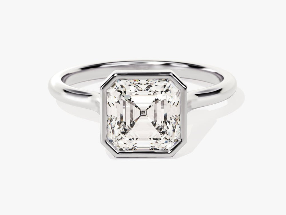 Buy asscher cut bezel diamond engagement ring with free shipping