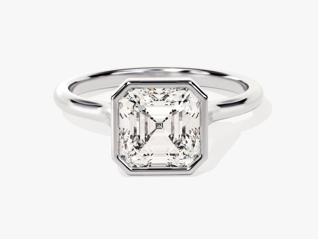 Buy asscher cut bezel diamond engagement ring with free shipping