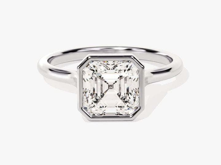 Buy asscher cut bezel diamond engagement ring with free shipping