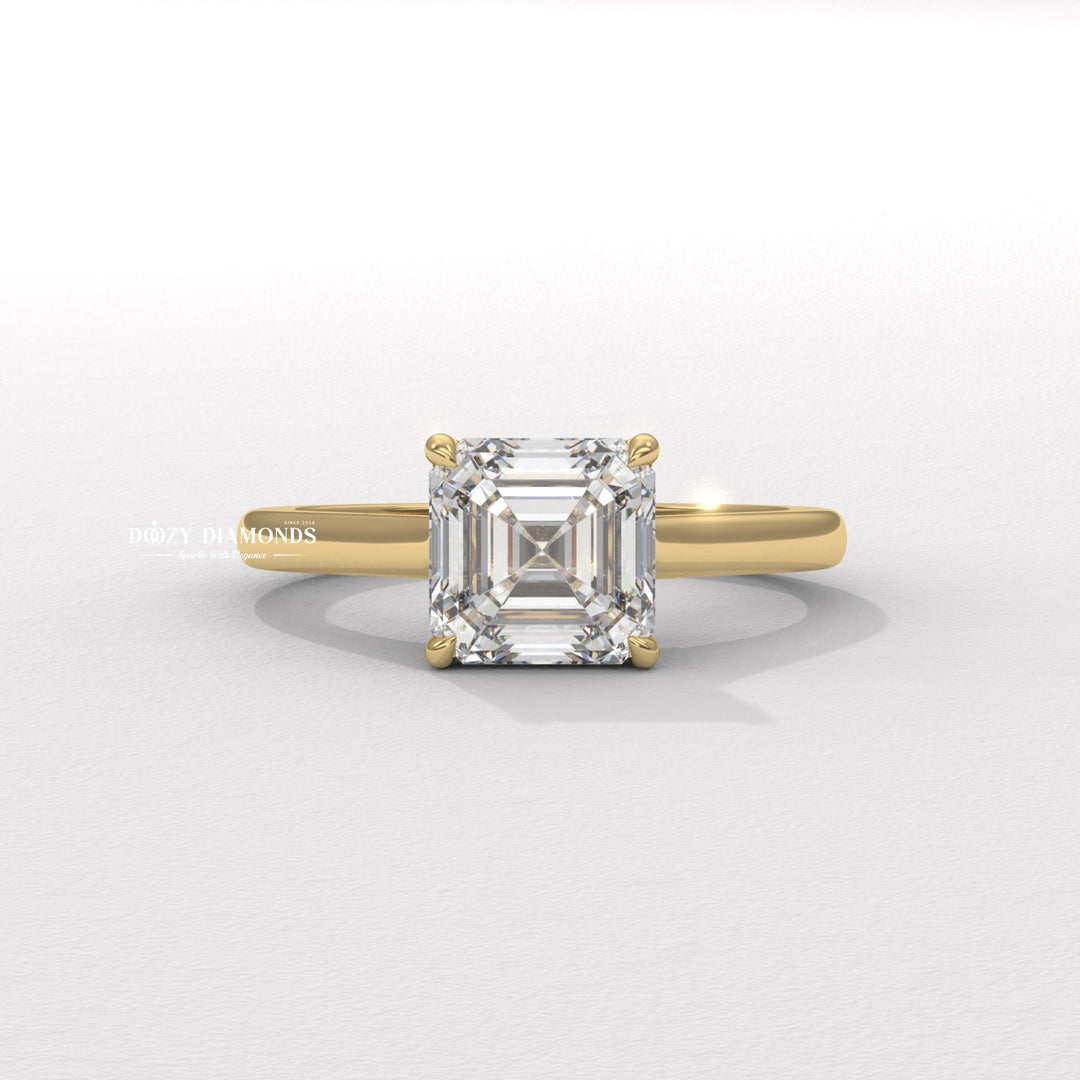 Discover asscher hidden halo lab grown diamond engagement ring online