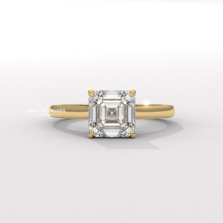 Discover asscher hidden halo lab grown diamond engagement ring online