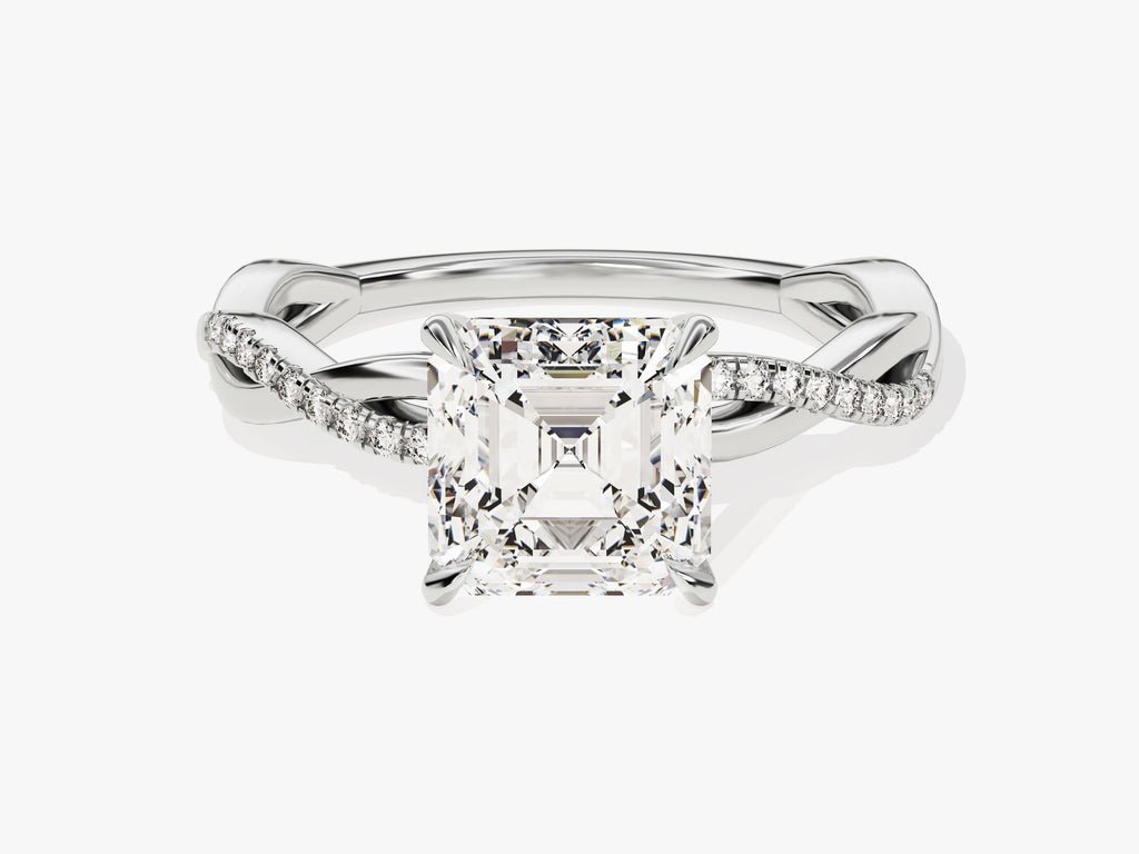 Shop asscher cut solitaire lab grown diamond engagement ring online