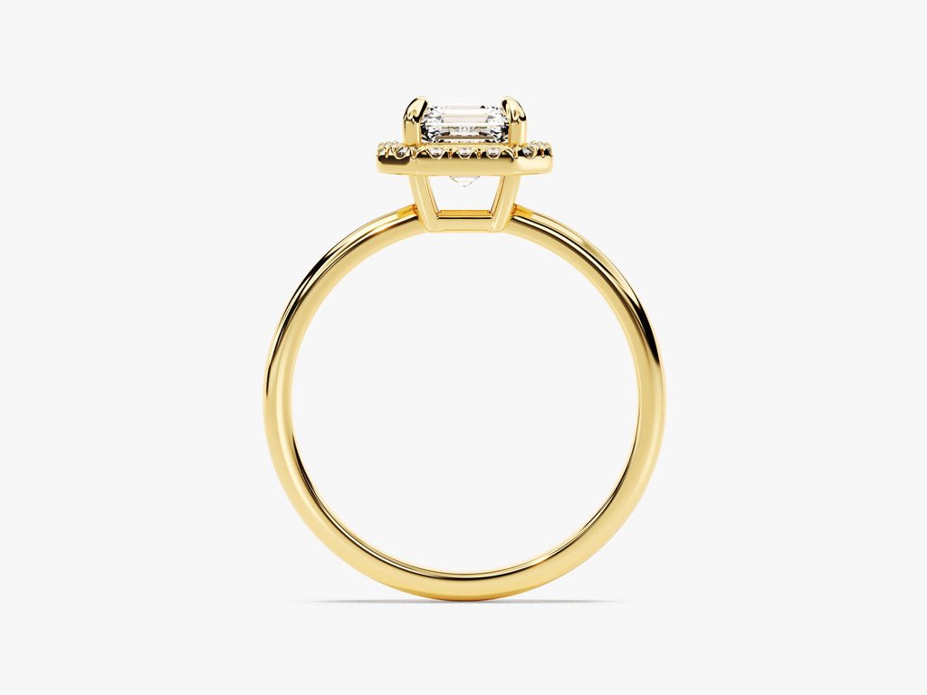 Asscher halo engagement ring with IGI certificate and packaging