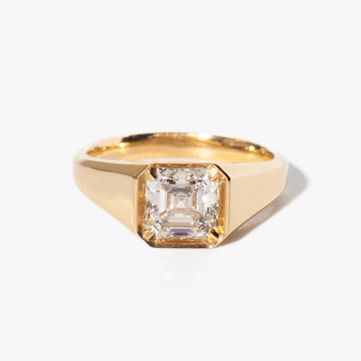 1.0CT asscher signet lab grown diamond engagement ring for sale