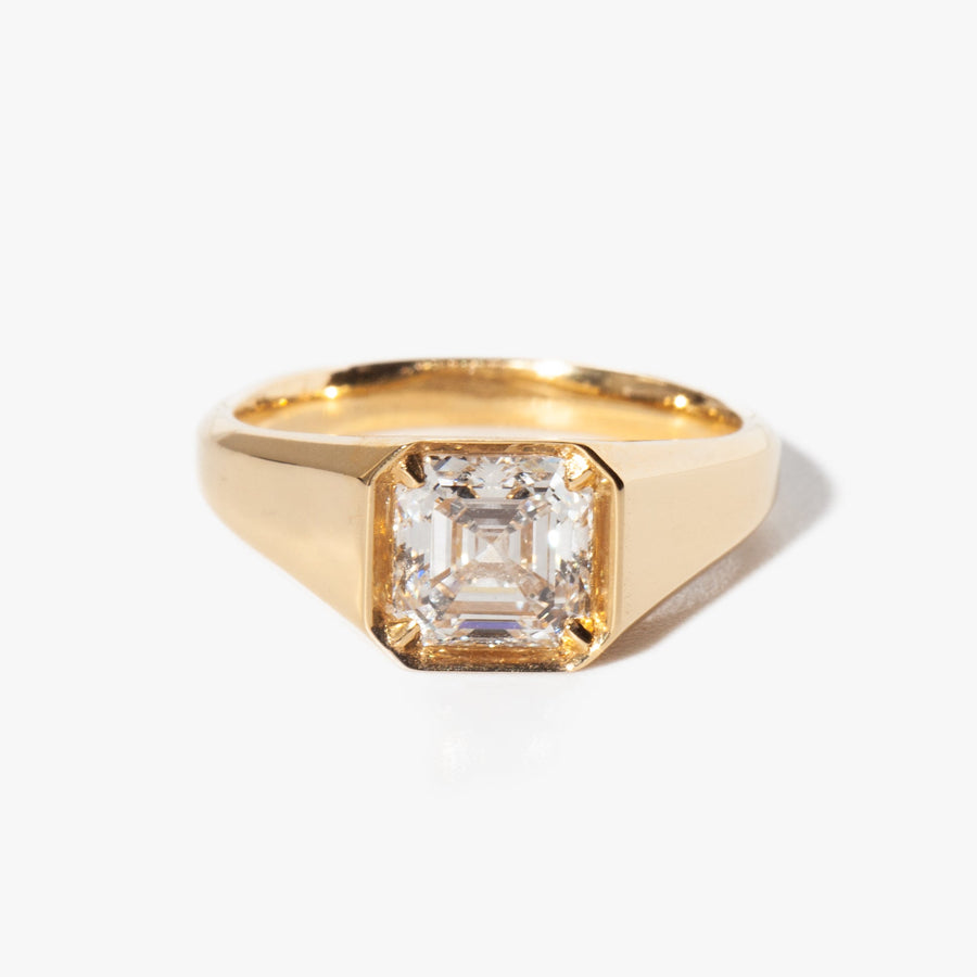 1.0CT asscher signet lab grown diamond engagement ring for sale