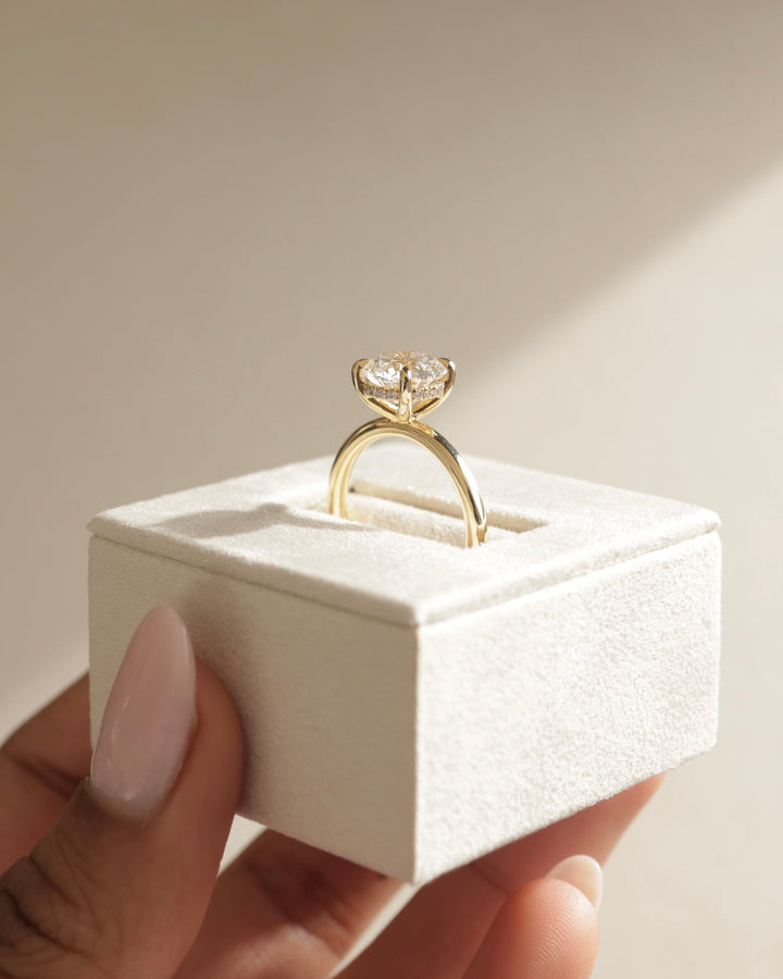 split shank hidden halo setting, tapered hidden halo setting, curved hidden halo setting, rounded hidden halo setting, fine jewelry hidden halo setting, diamond hidden halo mounting, concealed diamond halo mounting, under gallery halo setting, hidden gallery halo setting,