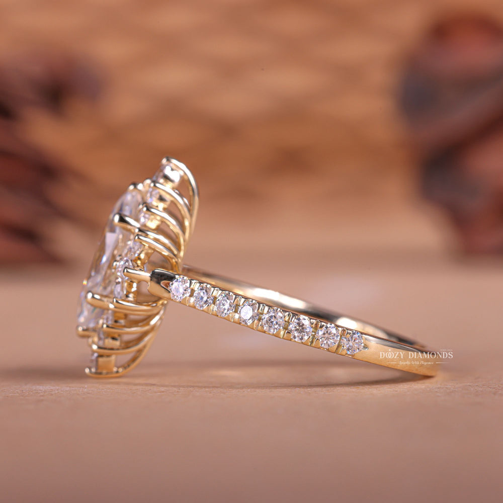 Marquise cluster lab grown diamond ring fitted on finger