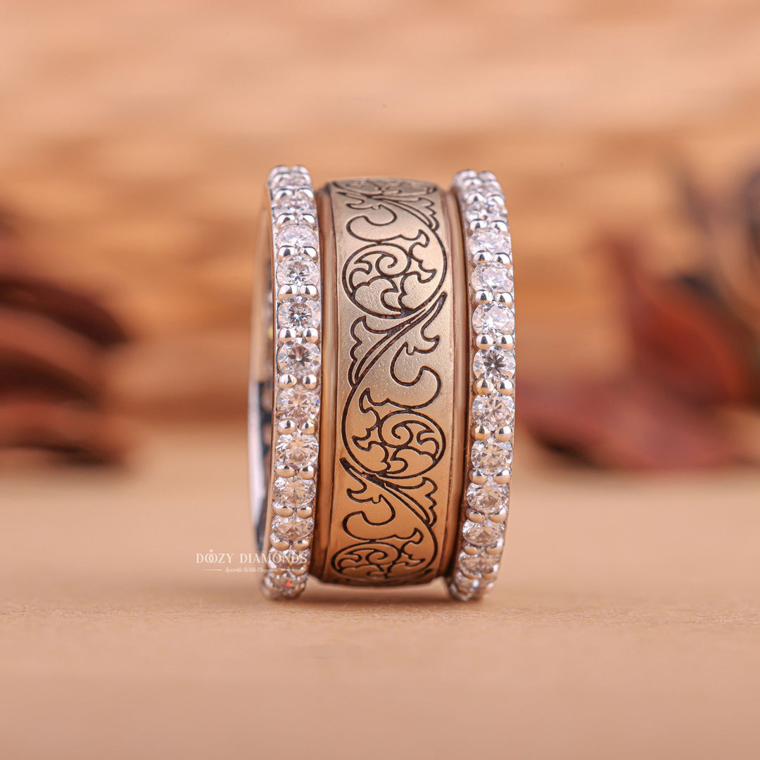 Round milgrain engagement ring with brilliant diamond sparkle