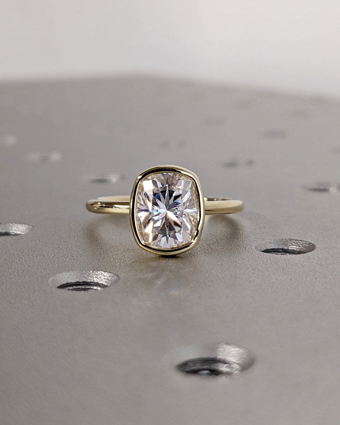 2.0CT cushion cut bezel engagement ring available to buy now
