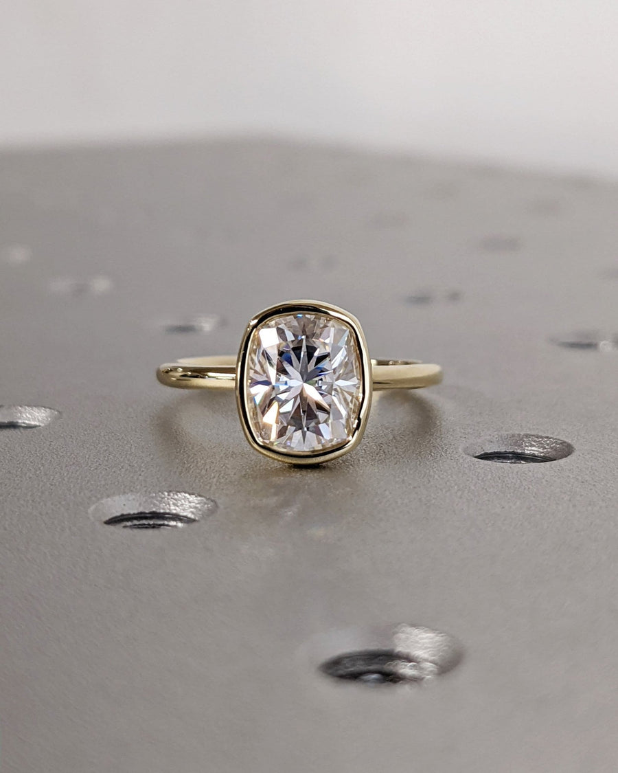 2.0CT cushion cut bezel engagement ring available to buy now