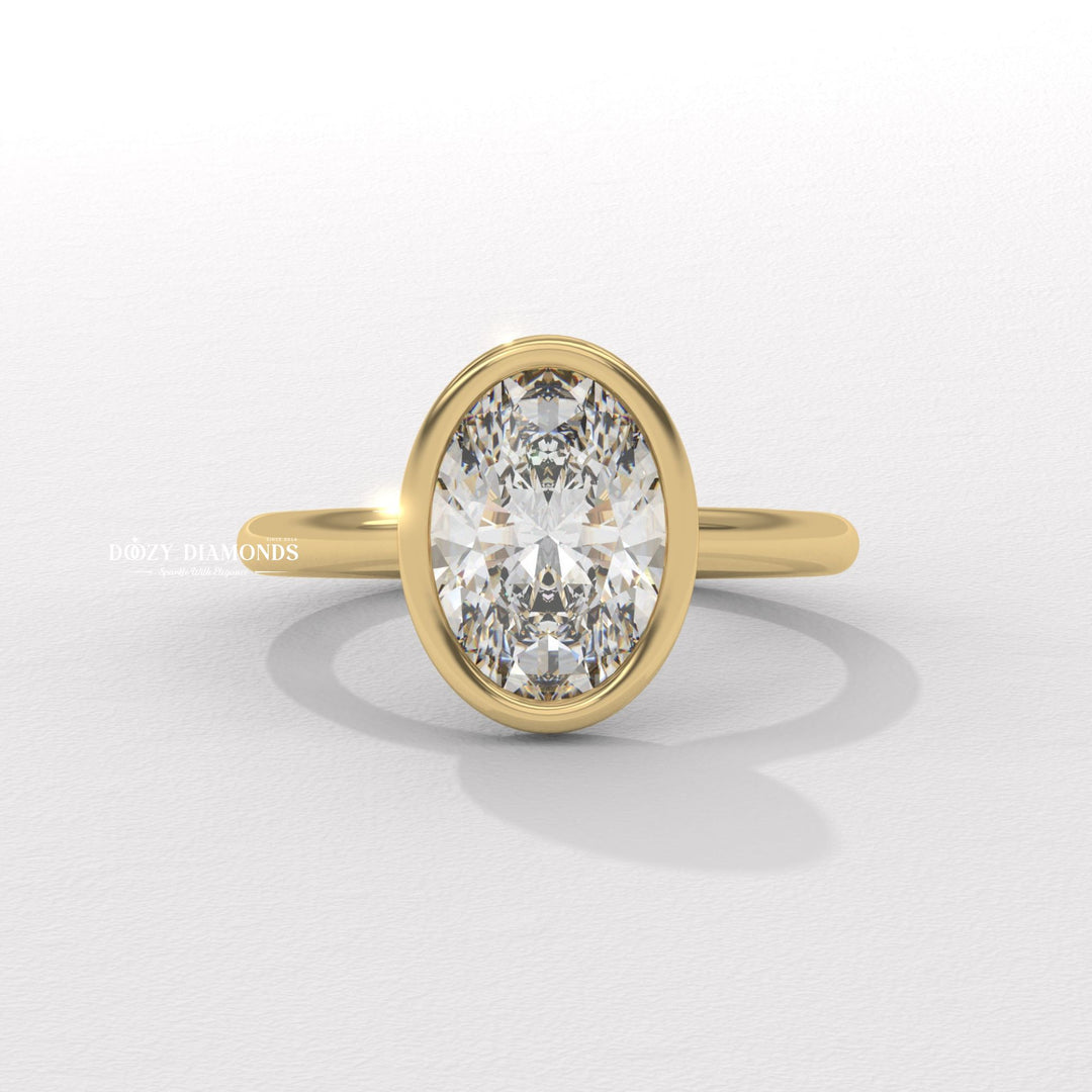 Discover oval bezel lab grown diamond engagement ring online