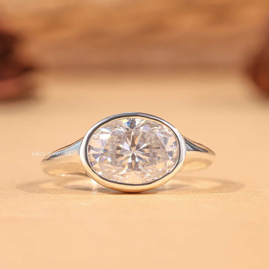 Buy 3.0CT oval east west lab grown diamond engagement ring online