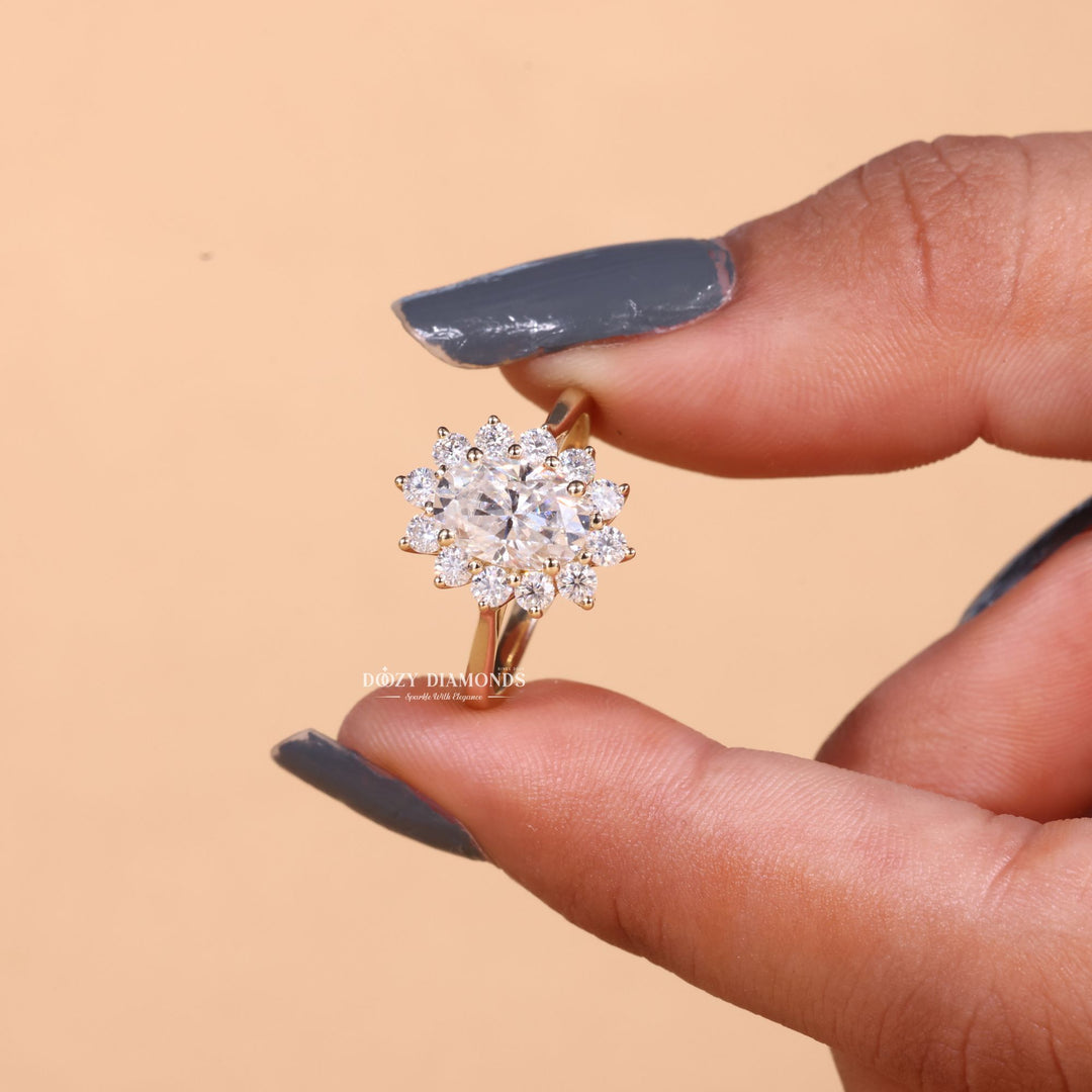 Shop oval cut halo lab grown diamond engagement ring online