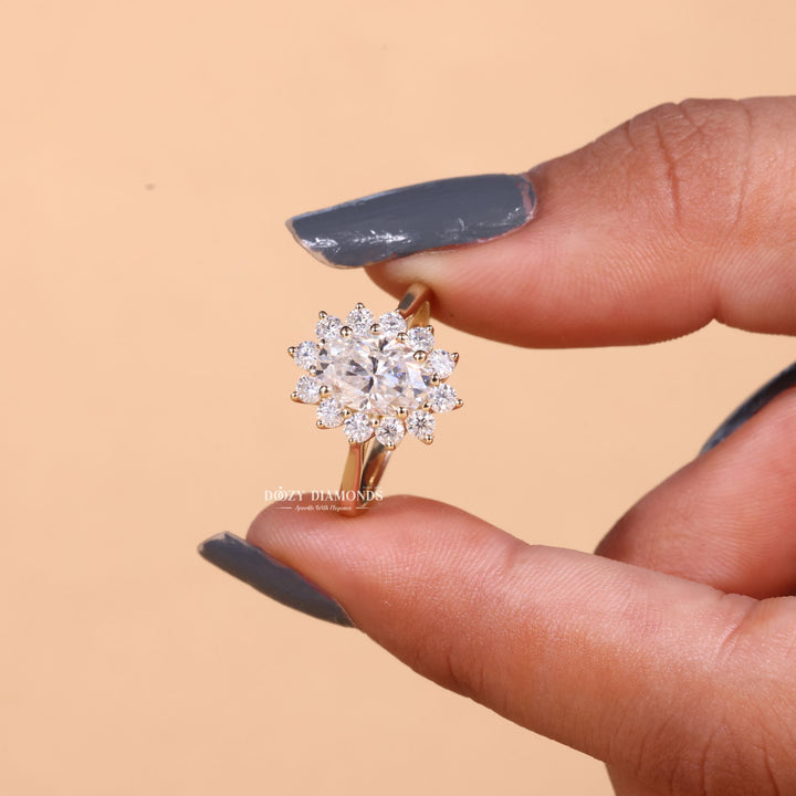 Shop oval cut halo lab grown diamond engagement ring online