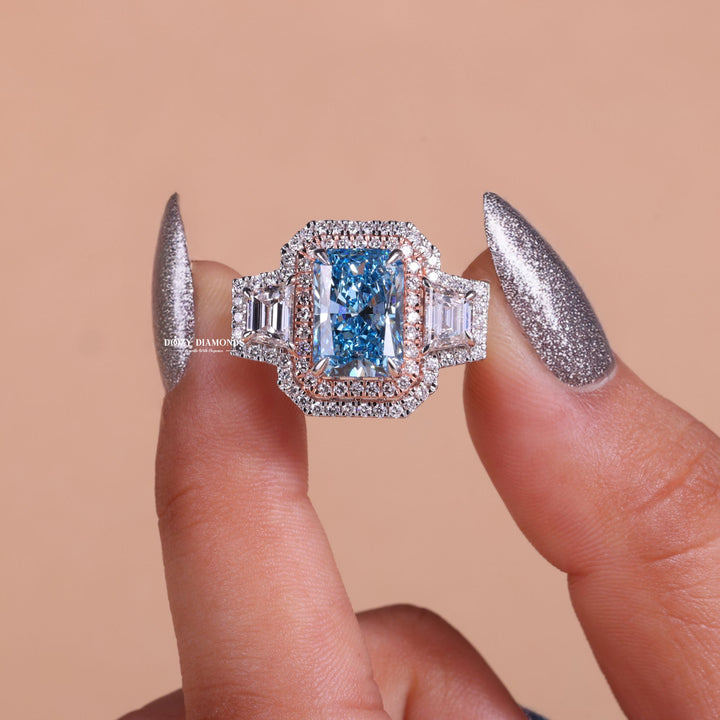 Shop the radiant cut halo engagement ring collection online