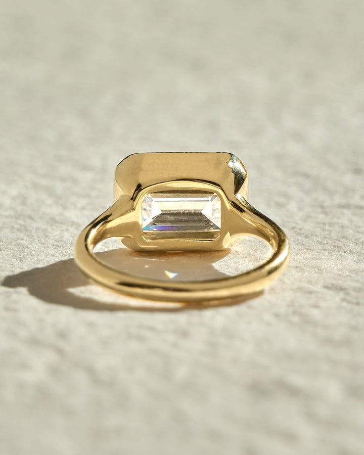 Buy emerald cut bezel diamond engagement ring with free shipping